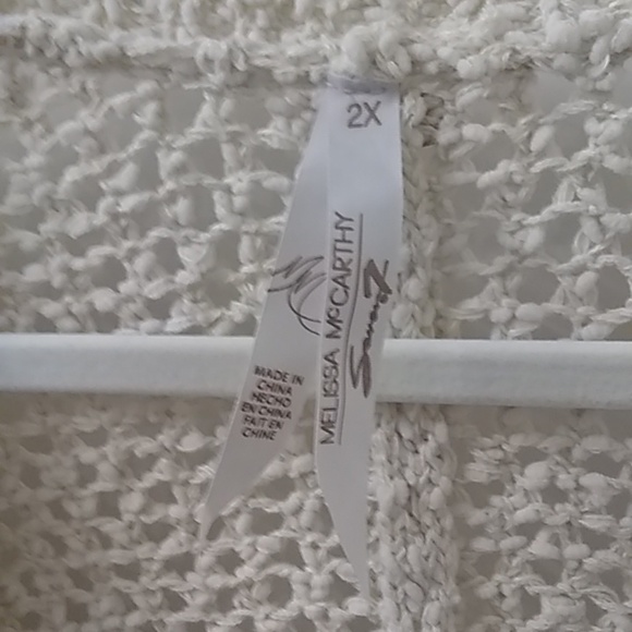 Melissa McCarthy7, Open Weave Cardigan, Cream, 2X - Picture 4 of 8